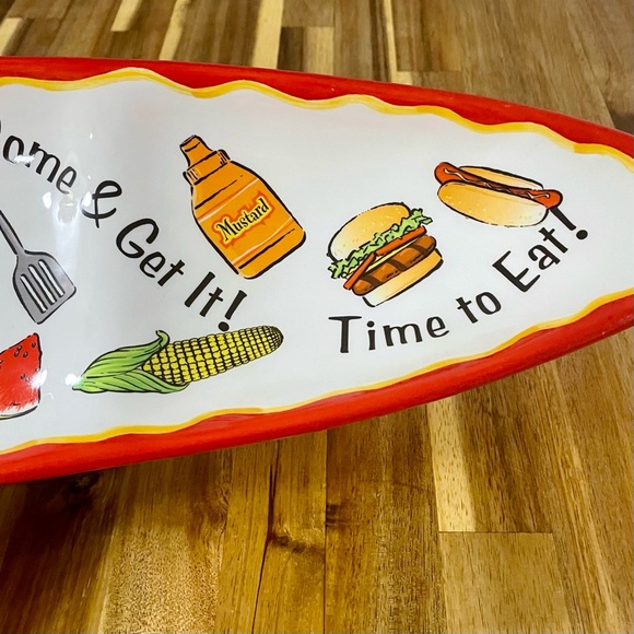 Bella Casa Ganz Skateboard Shaped Serving Platter 3 Compartment Ketchup Mustard - Picture 3 of 7